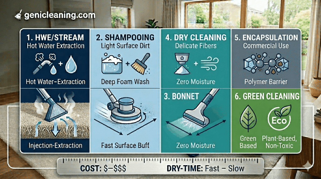 Carpet cleaning rates by method
