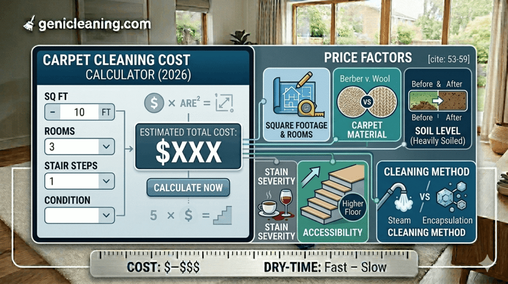 Carpet Cleaning Cost Calculator and Price Factors